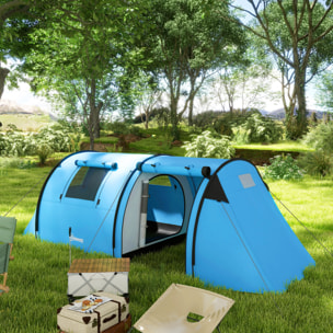 Tienda de Campaña Familiar para 3 Personas Tienda Camping Plegable Ligera con Puertas Ventallas Gancho Bolsa de Transporte Impermeable 3000 mm para Playa Senderismo 470x220x150cm Azul Celeste