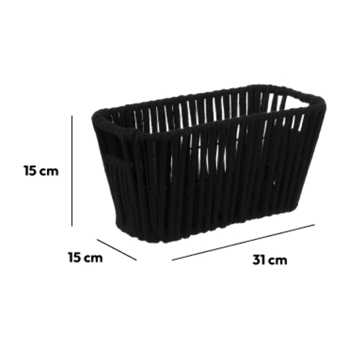 Panier tissu 15x31 cm Noir Manille
