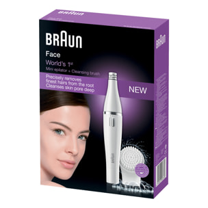 Braun Épilateur Visage Face 8 - Avec Brosse Exfoliante - Blanc