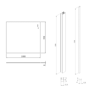 Pare-muret 110x100cm Paroi en verre Crystal Glass® 8 mm anticalcaire, avec bras et profilés chrome brillant (SATBWIS110KSPR)