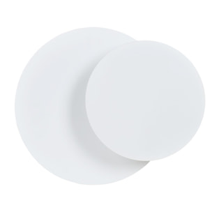 Lampada da parete Circle in acciaio bianco opaco e legno