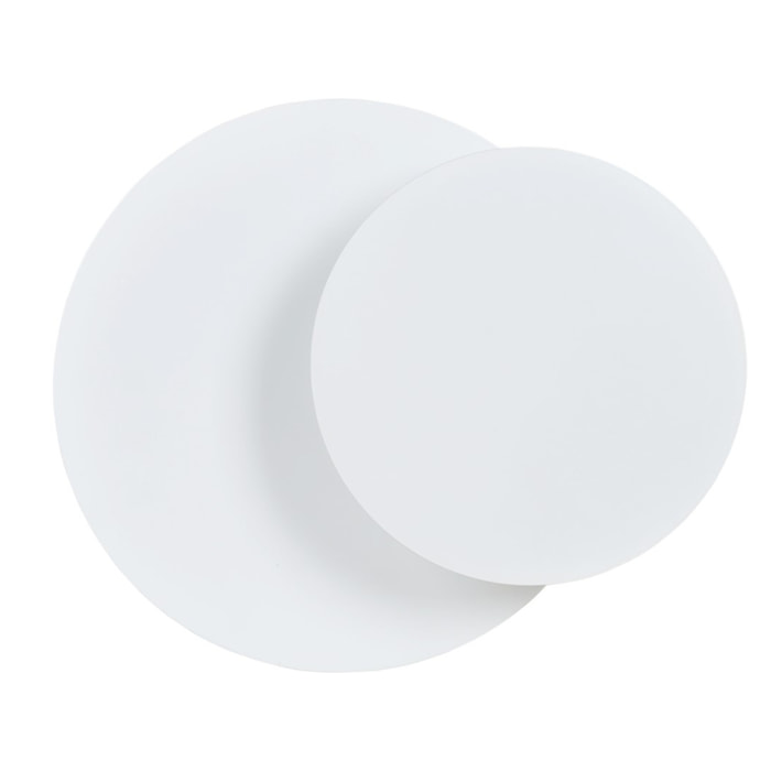 Lampada da parete Circle in acciaio bianco opaco e legno