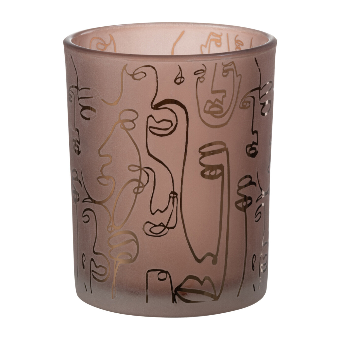 J-Line photophore Happy Faces - verre - terracotta - medium
