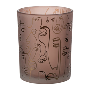J-Line photophore Happy Faces - verre - terracotta - medium