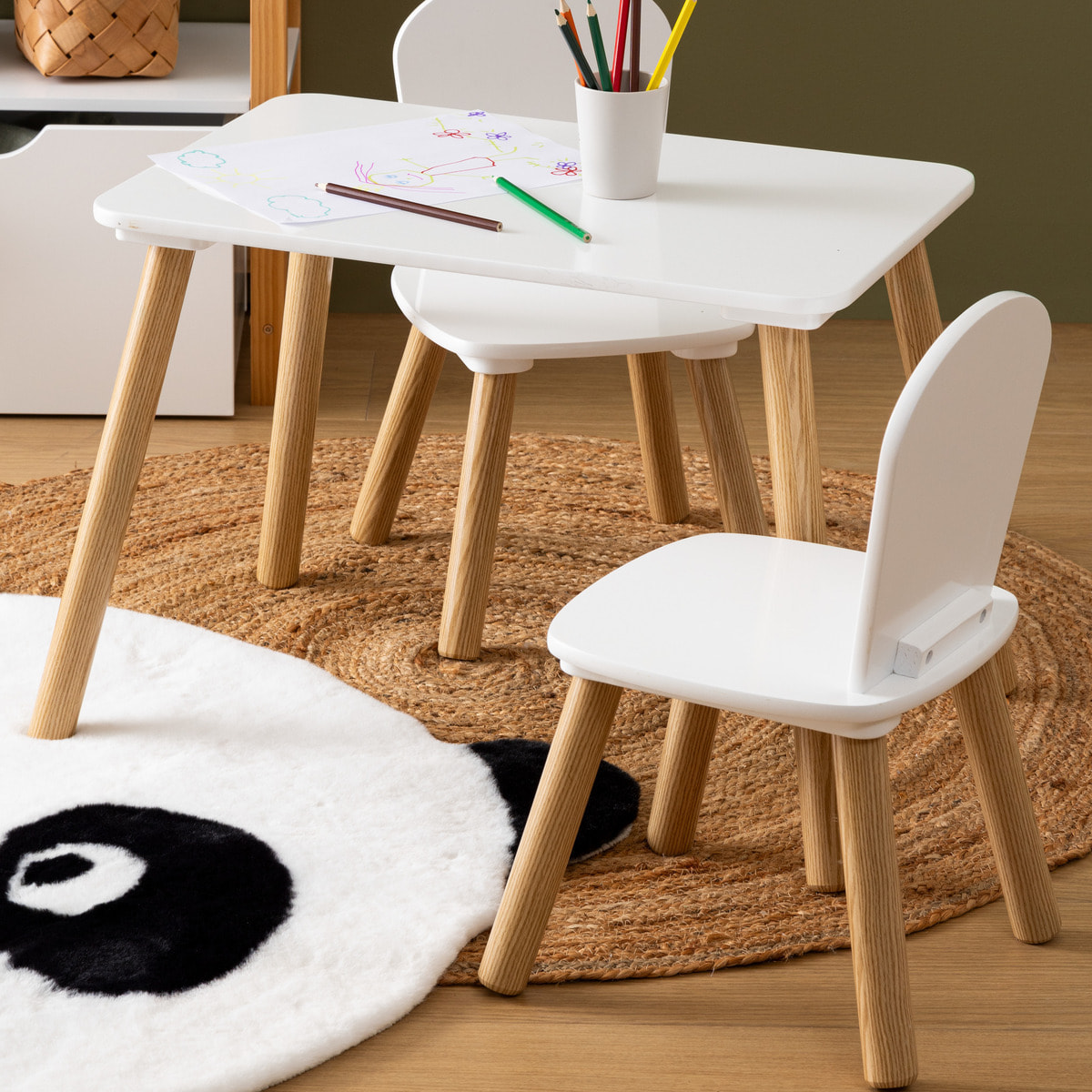 Ensemble table et 2 chaises enfant "Alex" blanc 3 pièces
