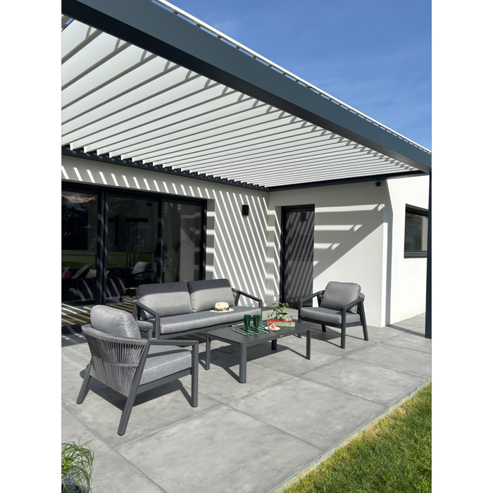KELIA - Salon bas de jardin 5 places - Gris anthracite