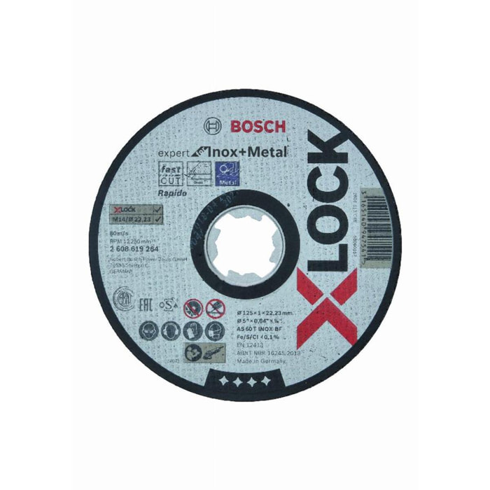 Disques à tronçonner BOSCH Expert for Inox + métal - X-LOCK Ø125 x 1 - 2608619264