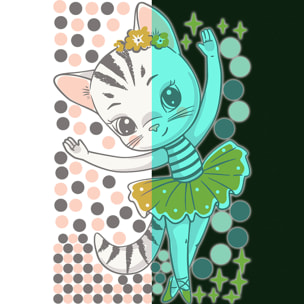 Sticker phosphorescent lumineux - CHAT BALLERINE + 100 RONDS COLORÉS