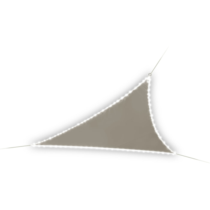 Voile d’ombrage triangulaire avec leds solaires - Taupe