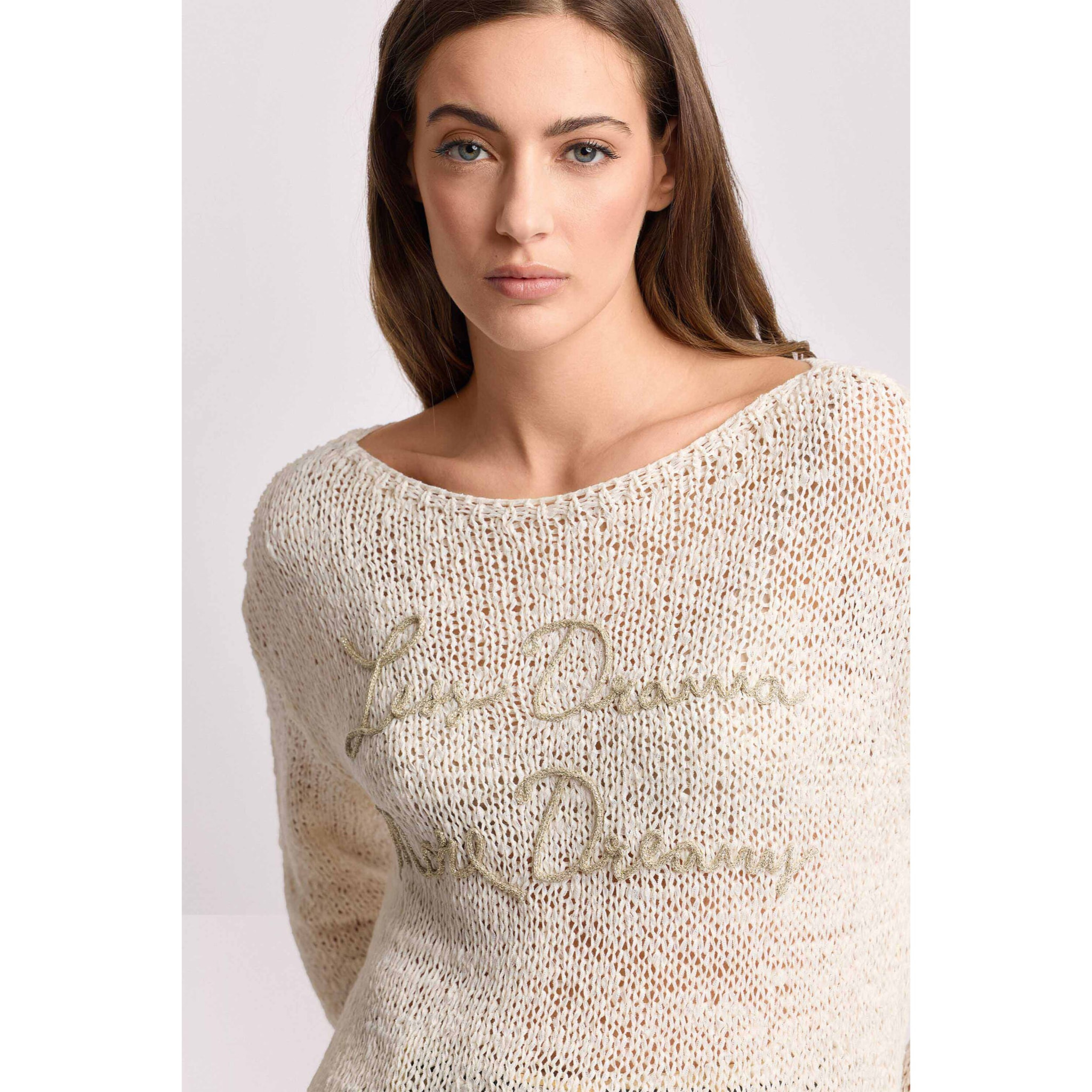 Kocca - Maglia con ricamo lettering Donna, Fantasia, Girocollo