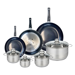 Ensemble de 3 Poêles de cuisson 24, 28 et 32 cm et 4 faitouts 12, 14, 16 et 24 cm Elo Prima Brillant
