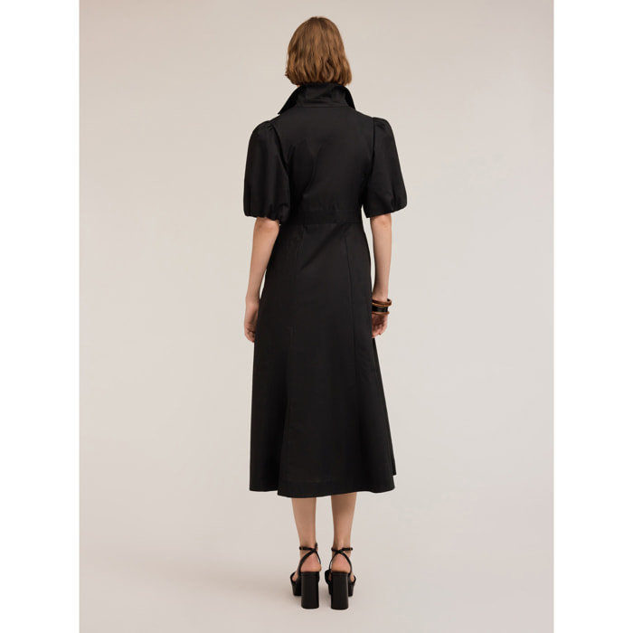 Motivi - Vestido camisero de popelina - Negro