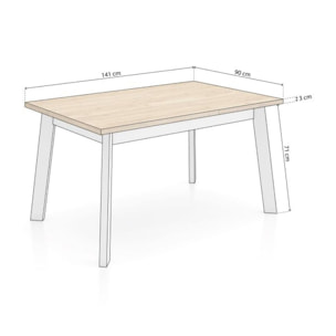 Mesa de comedor Naira 140 Roble Blanco