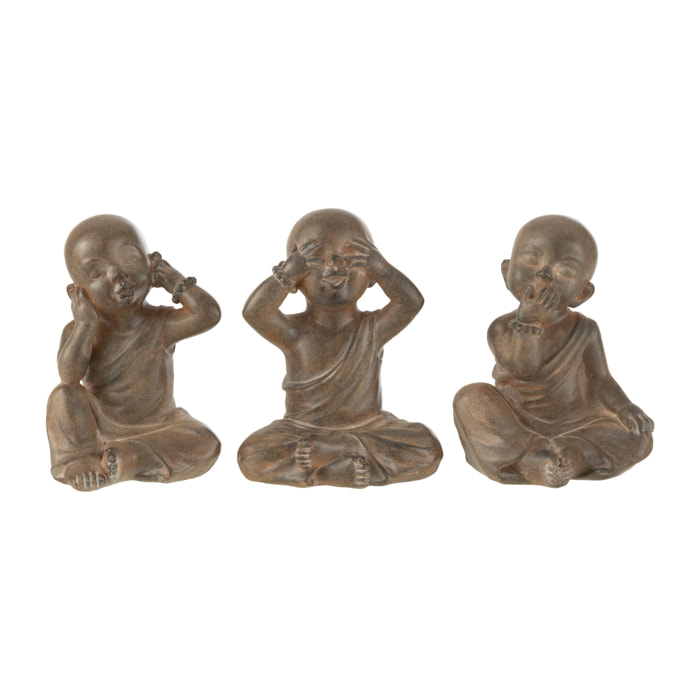 J-Line figurine Moine - polyrésine - brun - small - 3 pcs