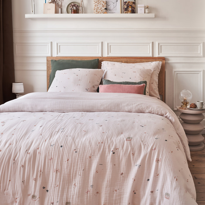 Housse de couette imprimée en gaze de coton, BREAKFAST IN PARIS, Beige