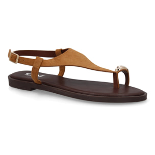 Sandalia plana empeine cubierto mujer