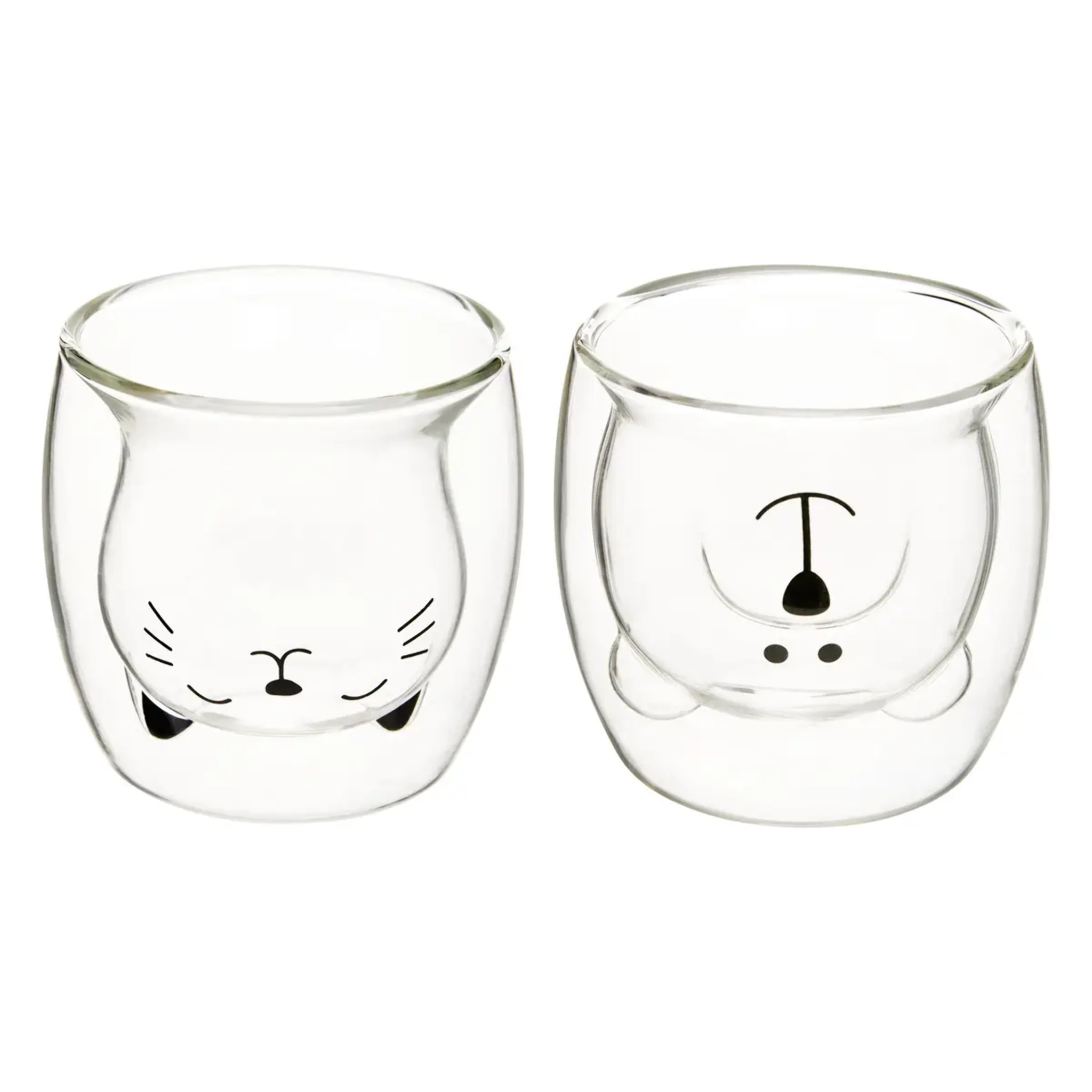 Coffret 2 mugs S animaux 250ml transparent