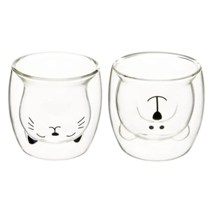 Coffret 2 mugs S animaux 250ml transparent