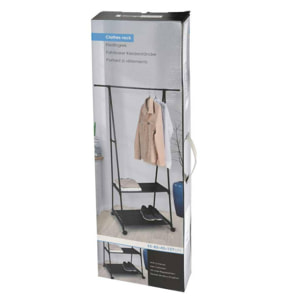 Perchero de Ropa con Marco de Metal y Doble Capa de Poliéster 55-85x45x157cm