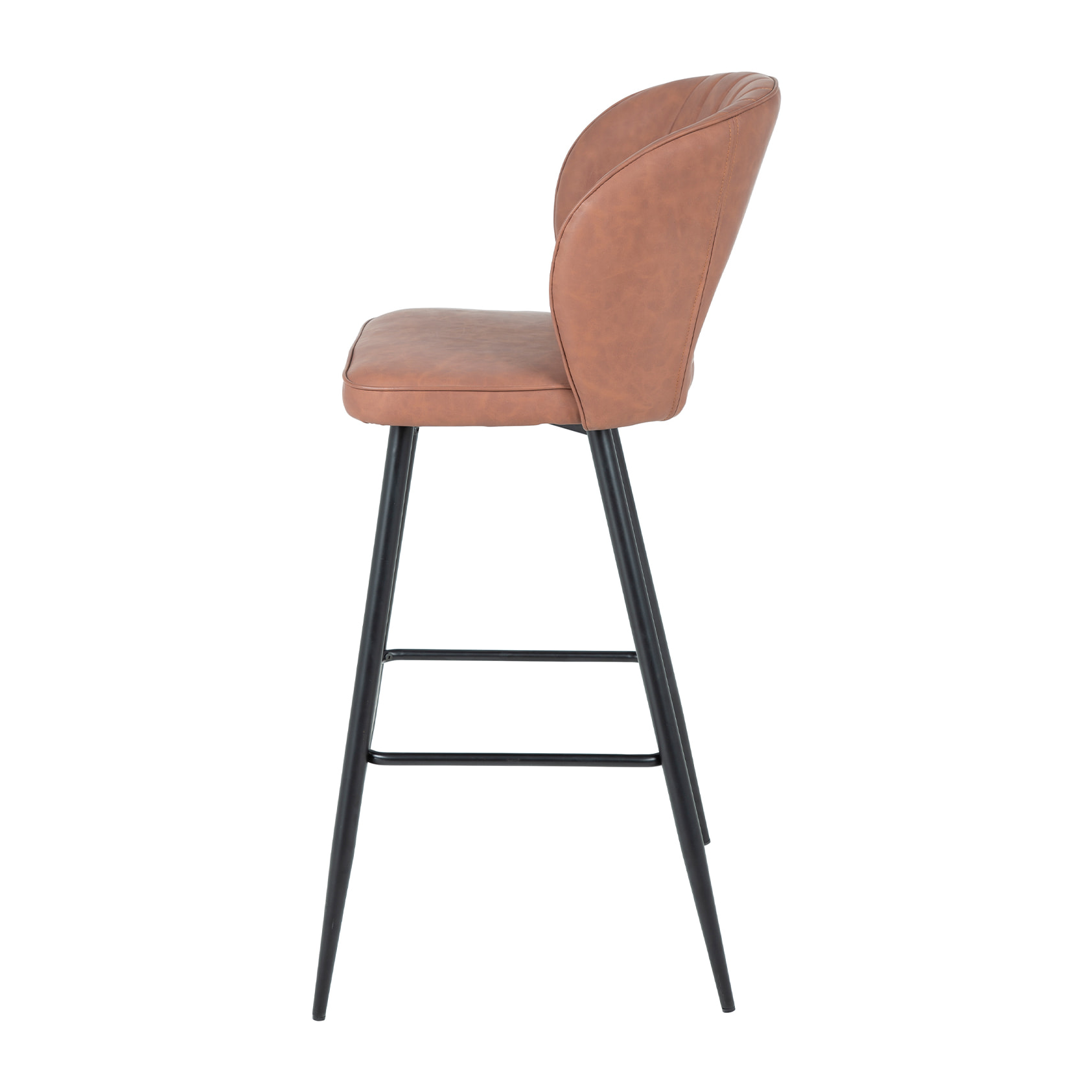 Set de 2 taburetes – Polipiel marrón y metal negro