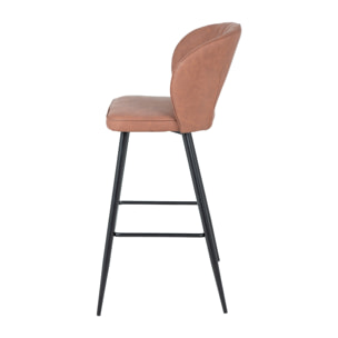 Set de 2 taburetes – Polipiel marrón y metal negro