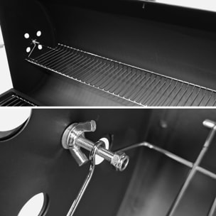 Barbecue charbon de bois, grill et fumoir américain, roues et tablettes rabattables avec housse SERGE AVEC HOUSSE