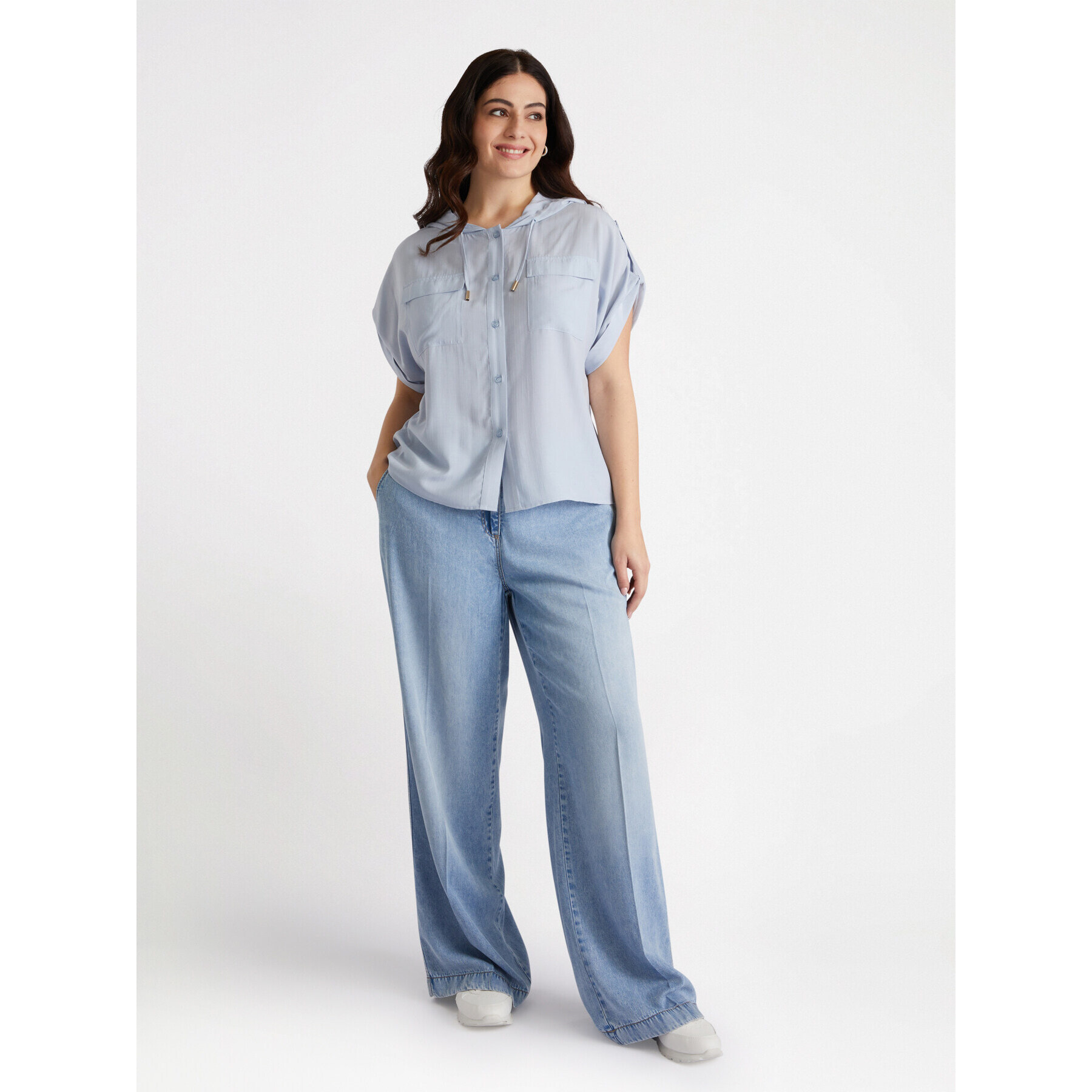 Fiorella Rubino - Camicia a righe con cappuccio - Azzurro