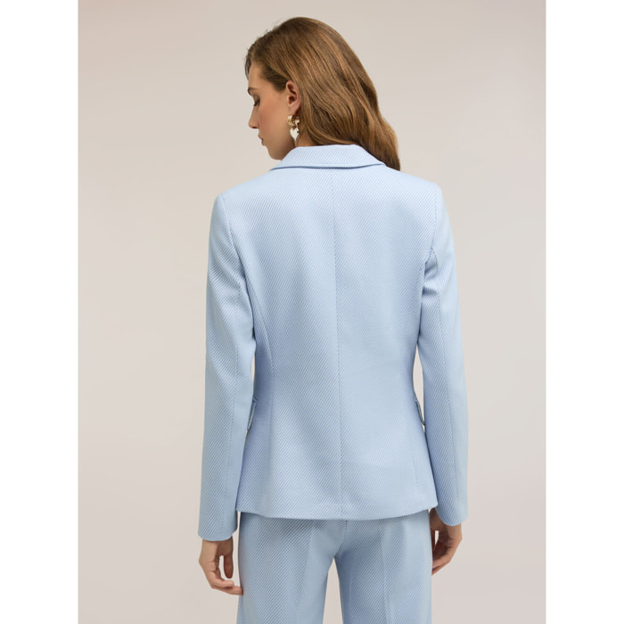 Motivi - Blazer en tejido teñido en hilo a rayas - Light - blue