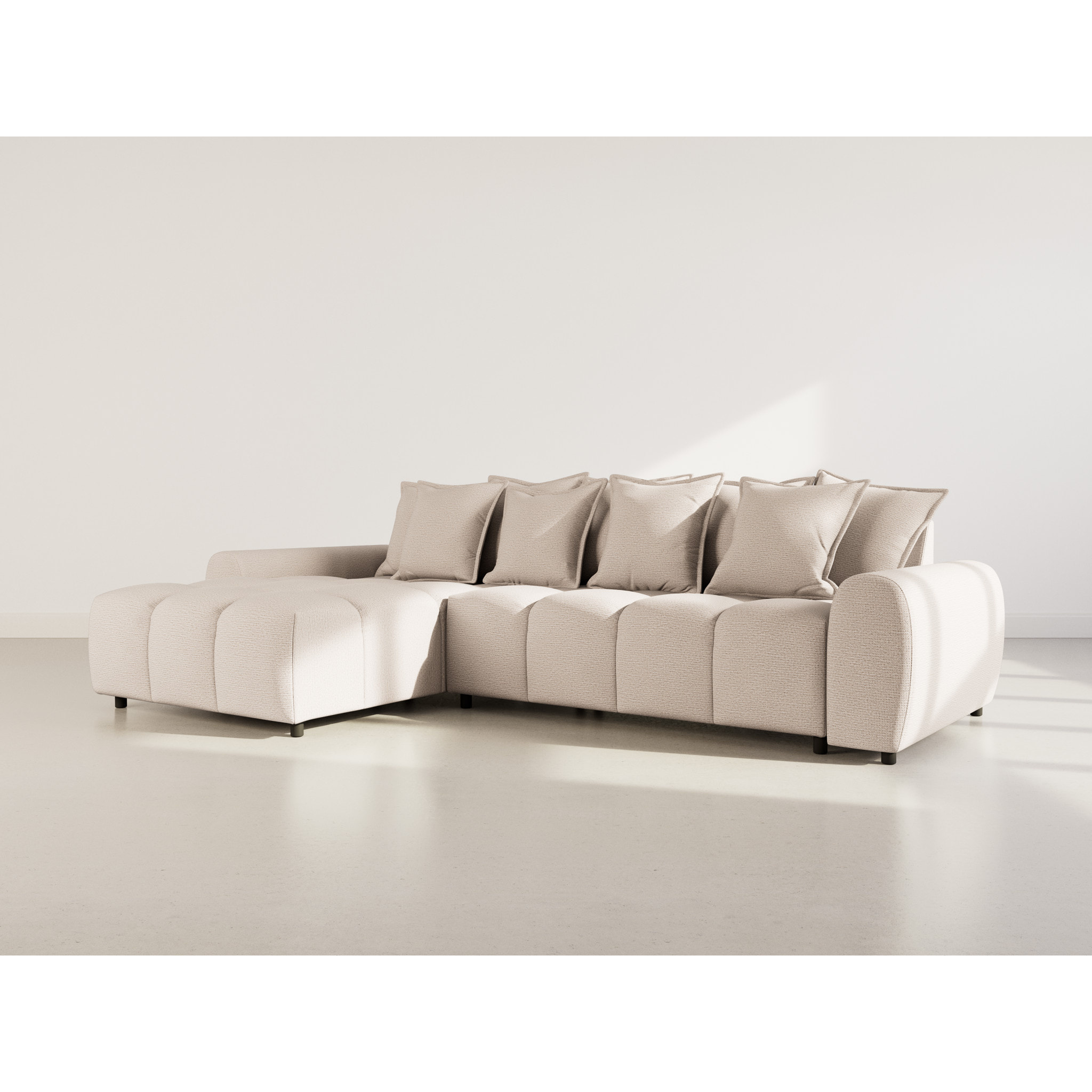 Adelaide - canapé d'angle réversible 4 places en tissu texturé - Beige