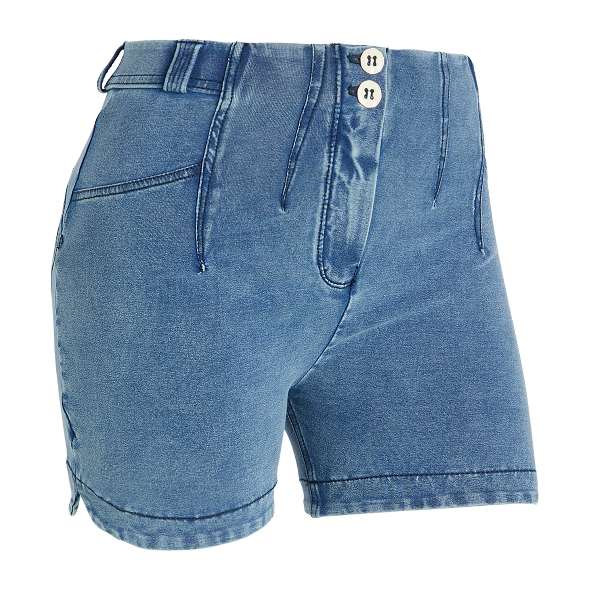 Shorts WR.UP® vita con pinces in jersey denim fondo stondato