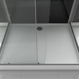 Cabine de douche Hydromassante 110x80x215 cm - Fond Noir et Profilés Gris - BLACK STYLE
