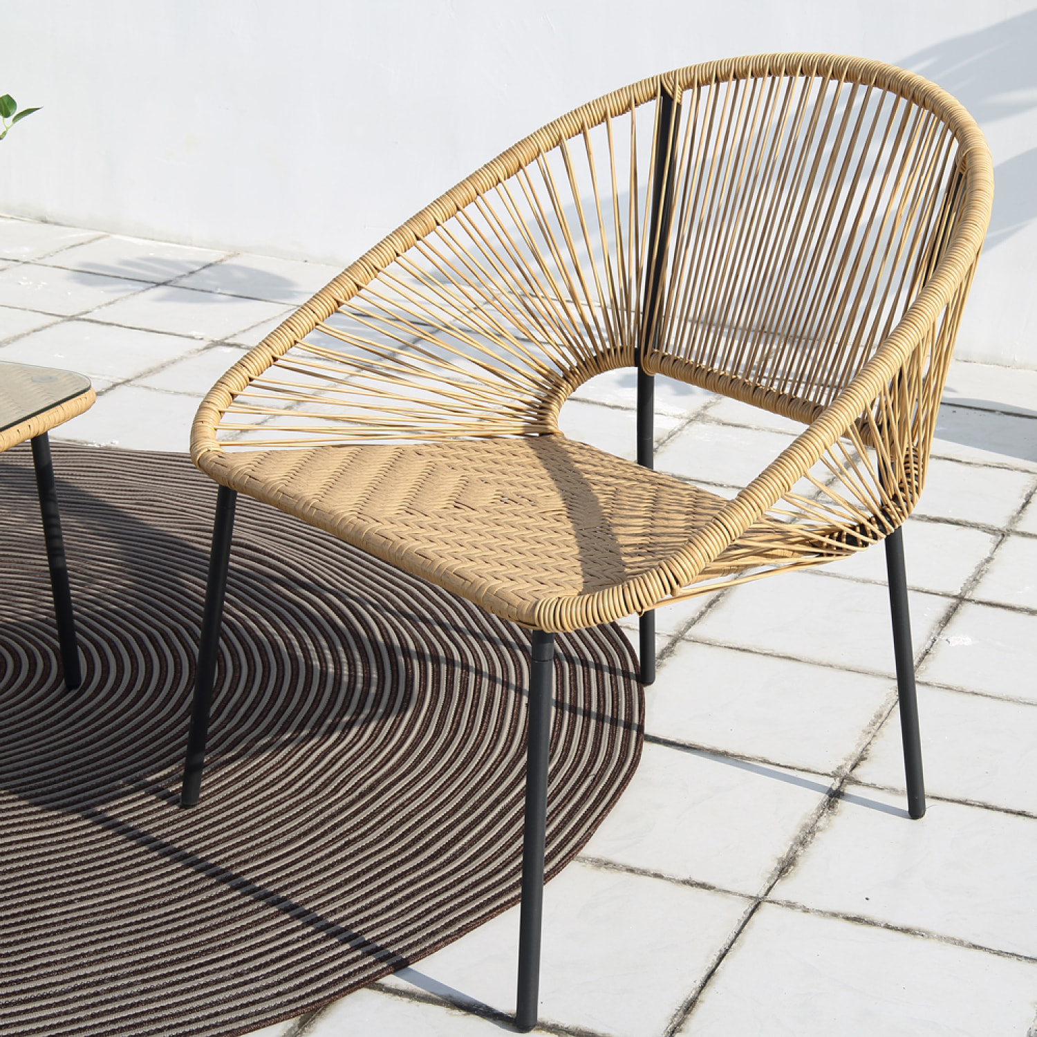 LIO - Salon de jardin 2 places avec table naturel