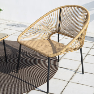 LIO - Salon de jardin 2 places avec table naturel