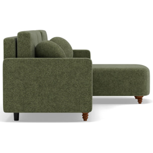 Calypso - canapé d'angle réversible 4 places convertible avec coffre en tissu - Vert