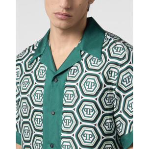 PHILIPP PLEIN Silk Bowling Shirt Monogram 70's