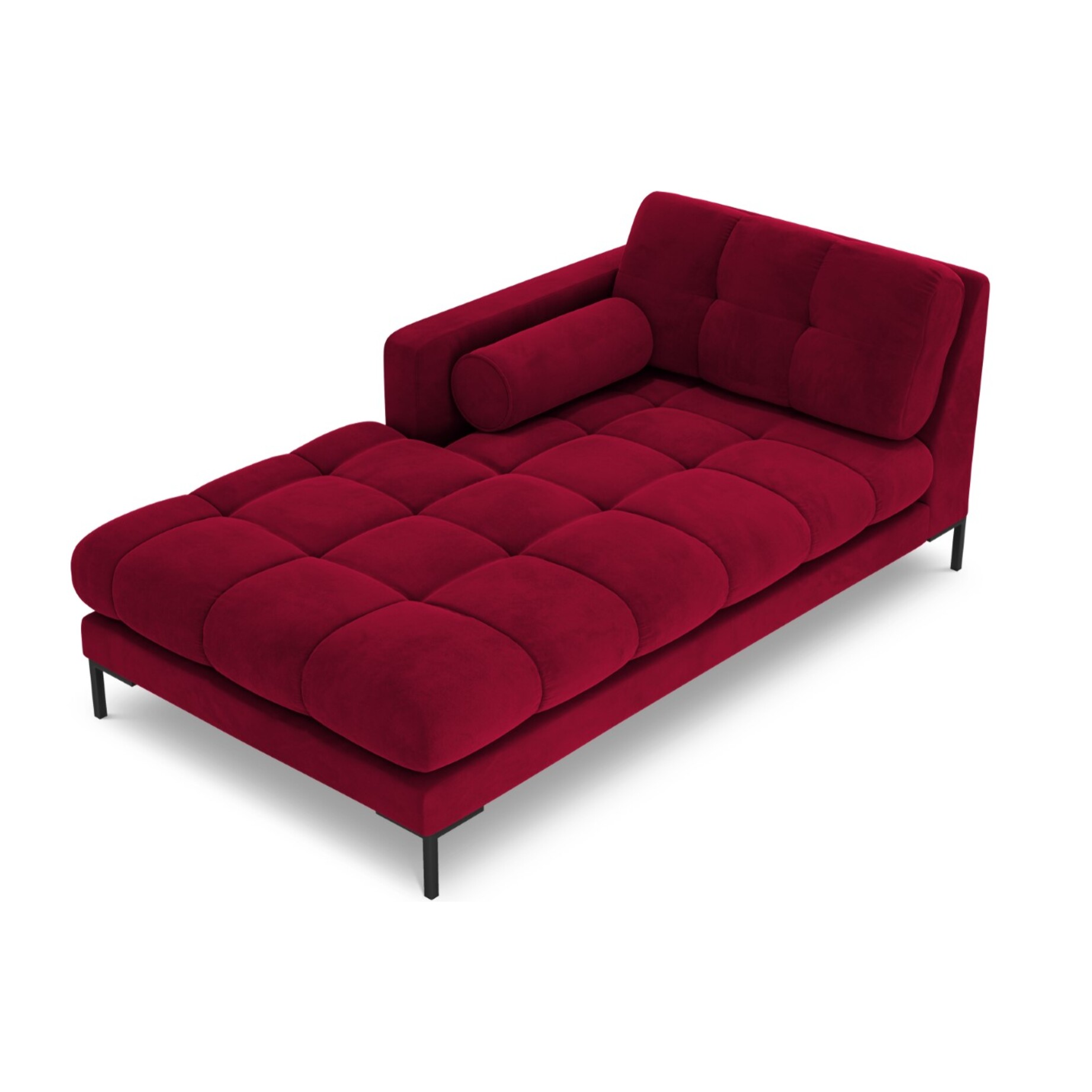 Méridienne gauche "Bali" en velours rouge