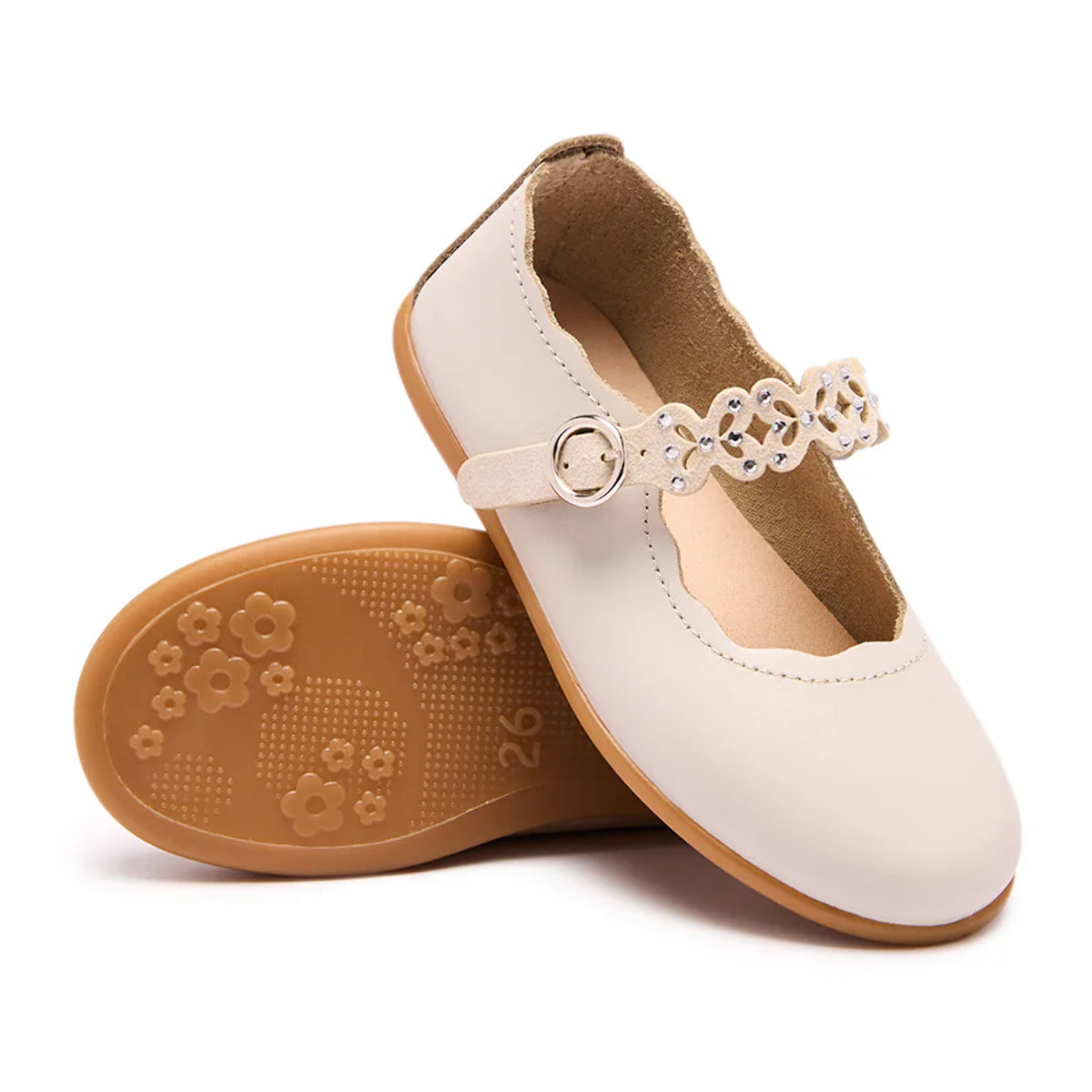 Bailarinas de Niña con Corte de Mariposa en Beige