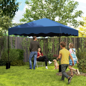 Carpa Plegable Pop-up Gazebo 3x3 m Cenador Plegable con Protección UV 50+ Altura Ajustable Bolsa de Arena y Bolsa con Ruedas para Camping Fiestas Azul Oscuro
