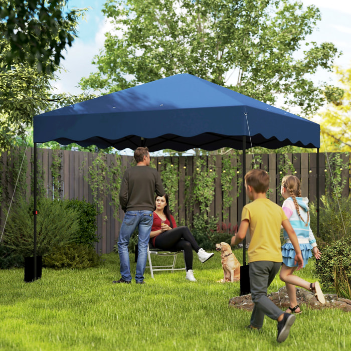 Carpa Plegable Pop-up Gazebo 3x3 m Cenador Plegable con Protección UV 50+ Altura Ajustable Bolsa de Arena y Bolsa con Ruedas para Camping Fiestas Azul Oscuro
