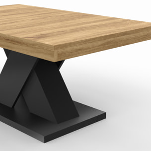 Table basse Alexia pieds croisés bois et noir