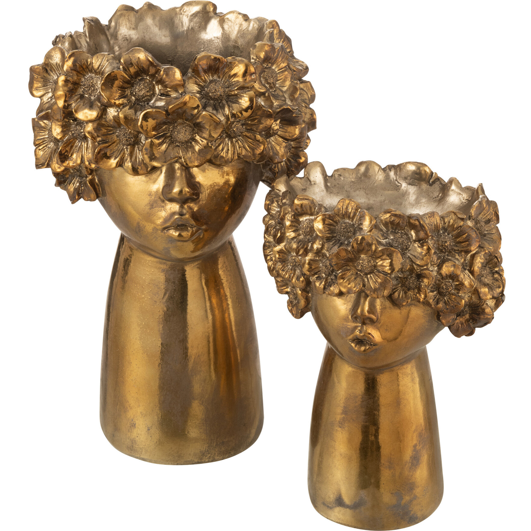 J-Line cache-pot Nebu - polyrésine - or - large