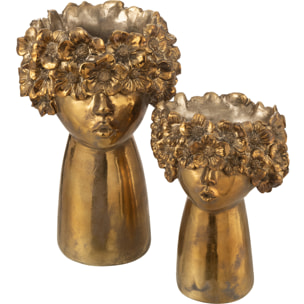 J-Line cache-pot Nebu - polyrésine - or - large