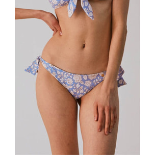 Braga de bikini brasileña con lazos y estampado de flores