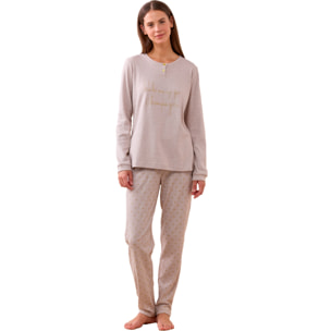 Pigiama donna champ in caldo cotone con collo due bottoni Noidinotte
