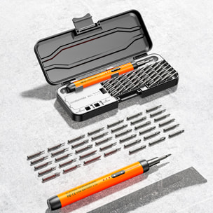 Destornillador eléctrico 46 en 1 con giro bidireccional, batería de 500mAh, 150rpm y 0,3Nm de torsión eléctrica.