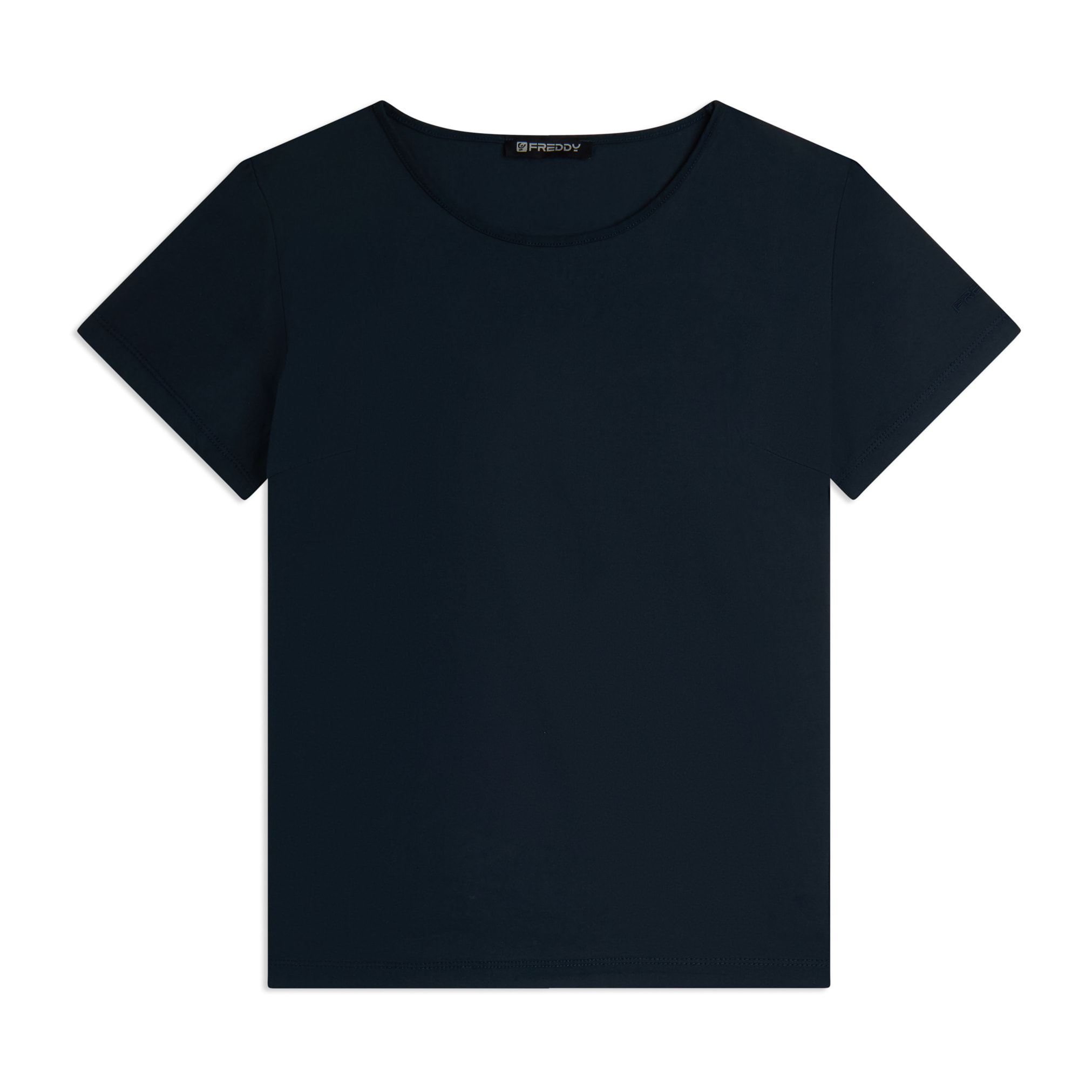 T-shirt regular da donna in tessuto stretch a base cotone