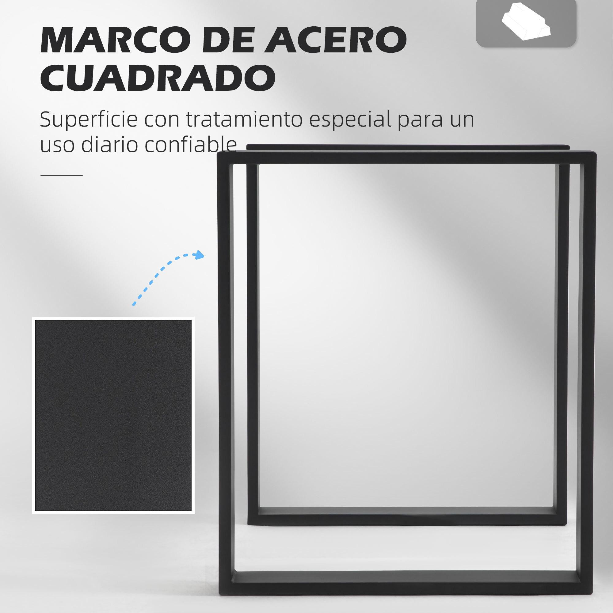 Juego de 2 Patas de Mesa de Acero 60x72 cm Patas Rectangular de Mesa para Muebles de Bricolaje Estilo Industrial con Tornillos y Protectores de Suelo Negro