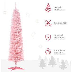 Árbol de Navidad 180 cm Árbol de Navidad Artificial Grande con 390 Puntas de Rama Decoración Navideña para Interiores Fácil de Montar Rosa