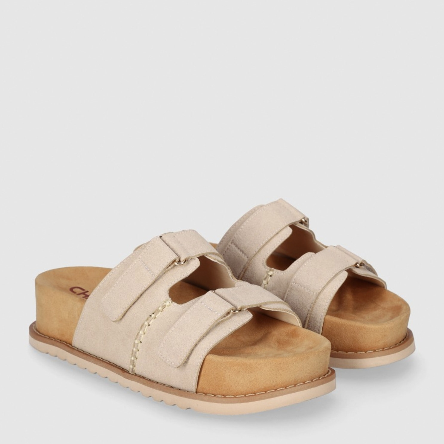 Sandalias de Serraje - Beig - Tacón: 4 cm
