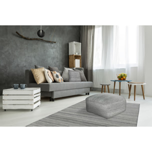 Pouf Phoenix in Lana e Cotone Intrecciato Grigio